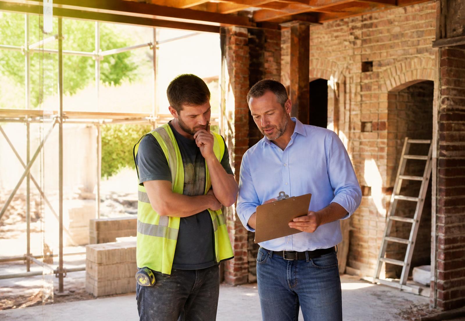 Site supervisor reviewing progress on a build